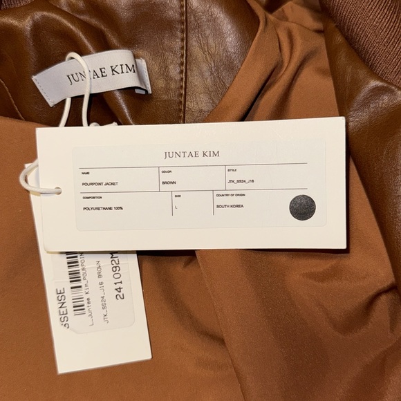 JUNTAE KIM Brown Pourpoint Faux-Leather Bomber Jacket - Picture 9 of 10